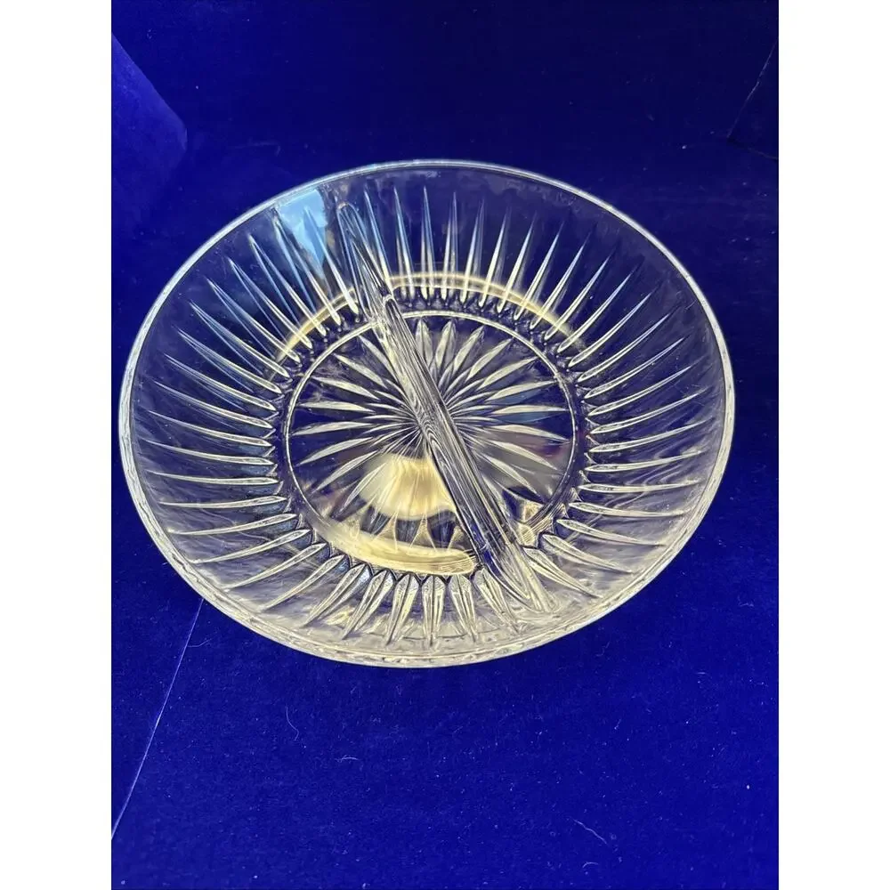 VTG Princess House Royal Highlights Divided Lead Crystal Serving Bowl 8